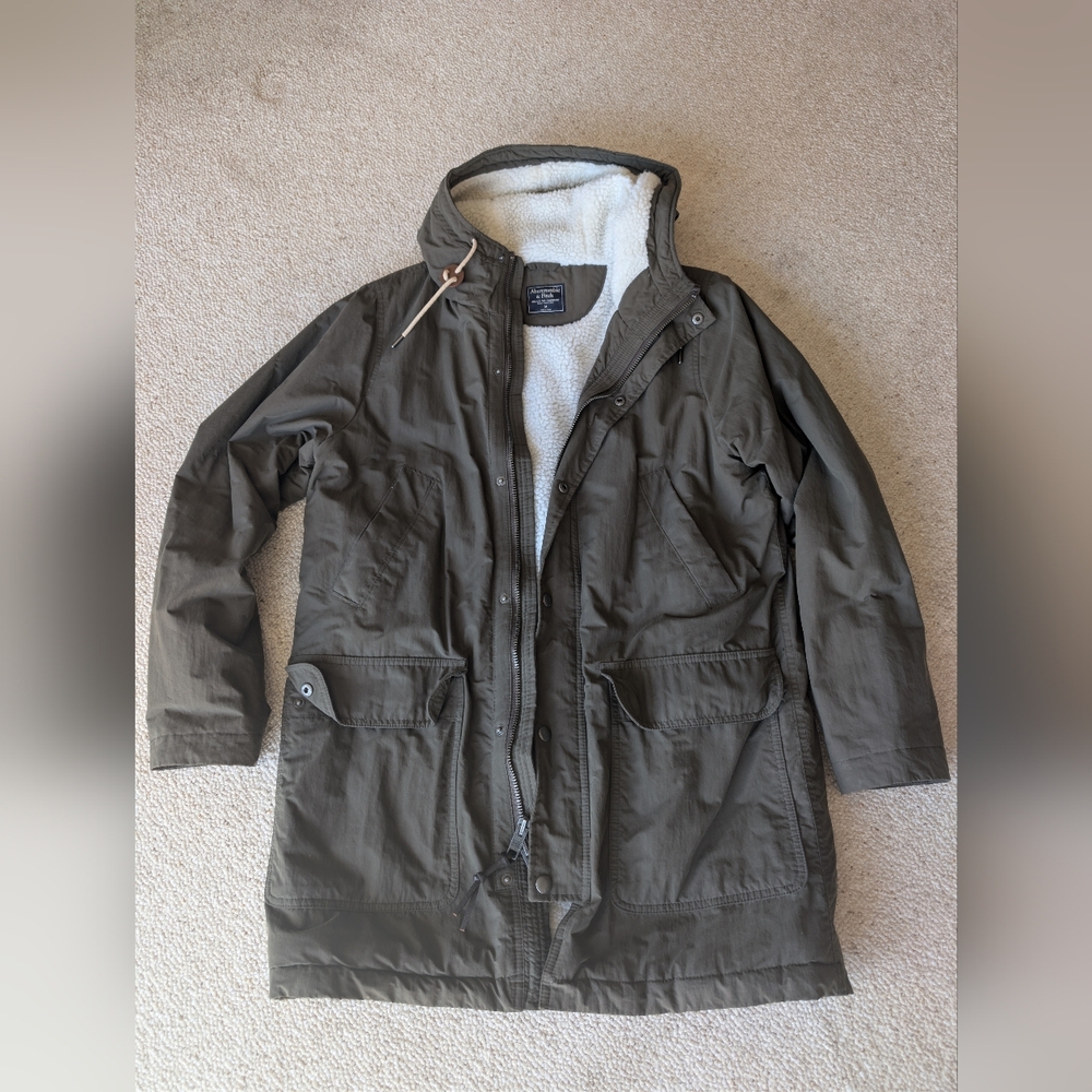 Abercrombie & Fitch Military Field Coat with Sherpa Lining